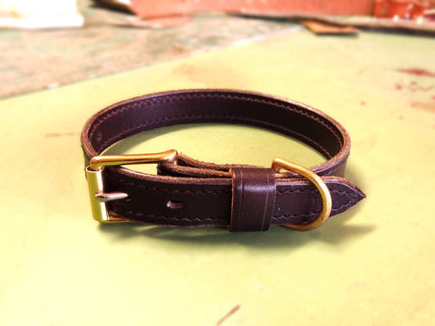 Plain Solid Leather Dog Collars